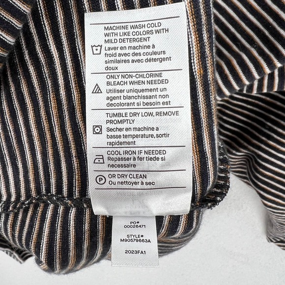 VINCE Mens Long Sleeve Shirt Large White Nightshade Slub Stripes Split Neck NWOT - Picture 12 of 14